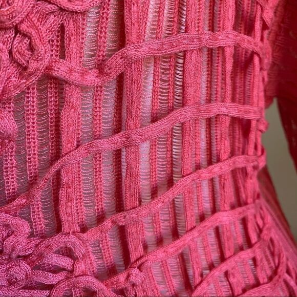 VTG Coral Sheer Floral Overlay Sweater OS Sonia - Picture 14 of 16